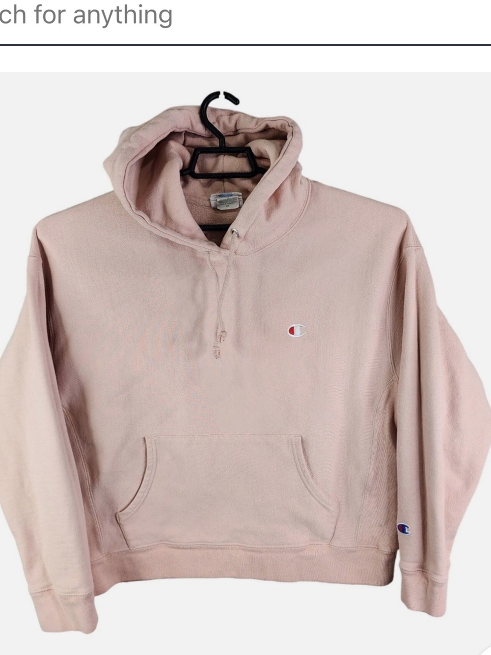 Womens Pink Champion Reverse Weave Pink Hoodie Sweatshirt Long Sleeve Size S